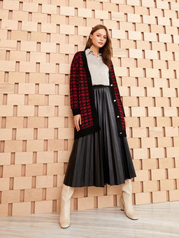 Beli Lastikli D?z Pileli Kad?n Etek