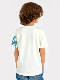 Футболка для мальчиков бежевая с дизайнерским рисунком и текстом - Mark formelle фото 4