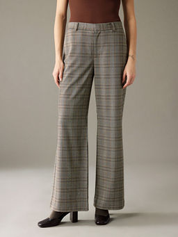 Standart Fit Ekose Kad?n Pantolon