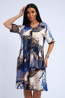 Халат женский на молнии с карманами (01057, синий) - Плиона фото 14