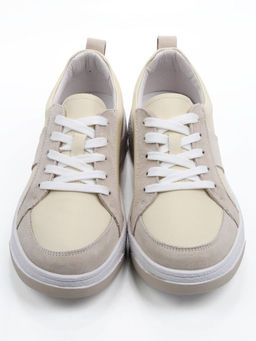 03-C934-4 BEIGE Кеды кожаные женские (натуральная кожа, натуральная замша)