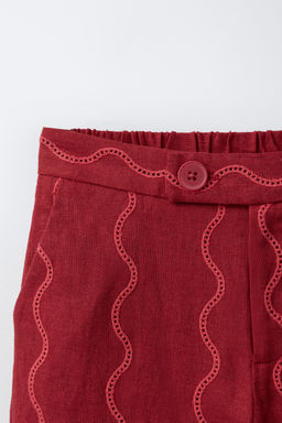 PANTAL?N WIDE LEG ONDAS CON LINO / Rojo fuerte - Zara фото 4