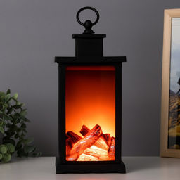 Ночник RISALUX «Камин», LED, 13×13×30 см, чёрный