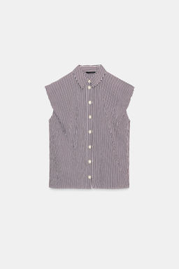 CAMISA MANGA ABULLONADA / Rayas marrones - Zara фото 5