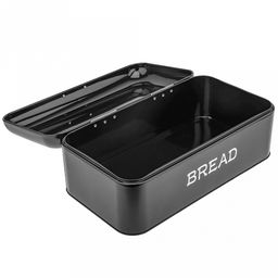 Хлебница сталь, глянцевая эмаль 42х22,5см h16см, s0,4мм, откидная крышка, цвет - черный, в индивидуальной коробке (Китай)