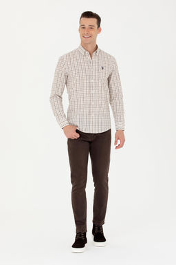 U. S. Polo Assn Мужская рубашка песочного цвета в клетку - U.s. polo assn фото 18