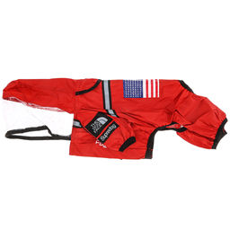 Пэт тойс (Pet toys) Одежда для собаки Комбинезон The dog face прозрачный ПВХ капюшон, с принтом, на липучке, светоотражающие полоски, р-р L, длина спинки 34см/обхват груди 56см/обхват шеи 36см, цвет-красный, плащевка (Китай) - Домашняя мода фото 4