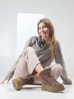 Ботинки 216.warmbr. капучино замша/Байка