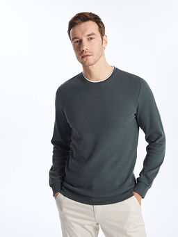 Bisiklet Yaka Uzun Kollu Erkek Sweatshirt