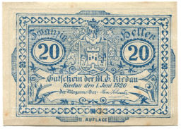 20 геллеров 1920 года Австрия Ридау (нотгельд)