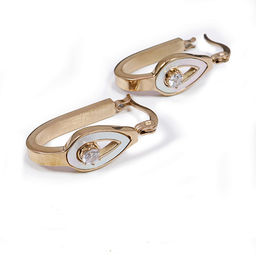 Серьги с перламутром и золотым покрытием с цирконом