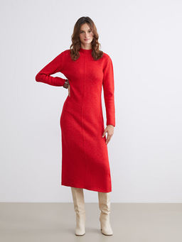 Bisiklet Yaka Triko Elbise