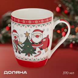 Кружка Доляна Новогодний подарок, 370 мл, 128.510.5 см, фарфор, белая
