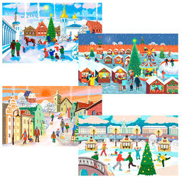 Разделочная доска "Зимние города". Размер 29х17см. МТ2-143