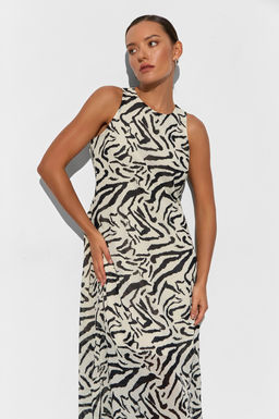 Платье миди с открытыми плечами принт зебра - Mollis фото 2