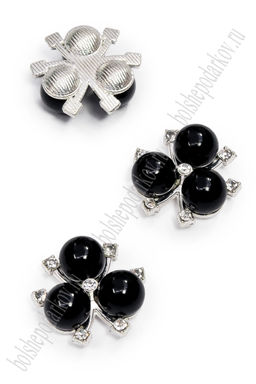 Кабошон флоризель металл "Цветочек" 2 см (10 шт) SF-7270, черный/серебро