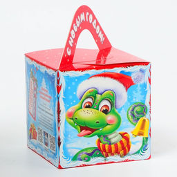 Цена за 5 шт. Подарочная коробка Новогодняя Кубик большой «Сладкая парочка» с анимацией 12×12×12 см