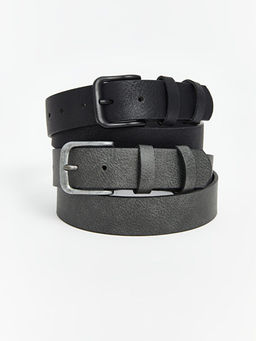 Deri G?r?n?ml? Erkek Kemer 2li