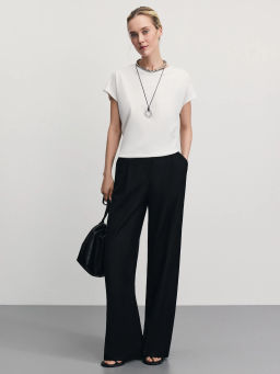 Футболка со спущенным плечом из хлопка / Zarina  фото 2