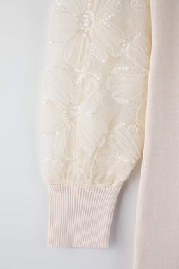 Ekru Mini Cicek Nak?s Kol Detayl? Triko Elbise TWOAW26EL00370 - Trendyolmilla фото 6