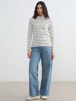 F?rf?rl? Dik Yaka ?izgili Kad?n Body