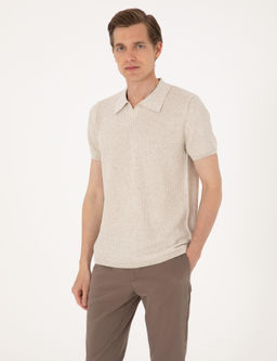 Bej Slim Fit Polo Yaka Triko Ti__rt - Pierre cardin фото 3