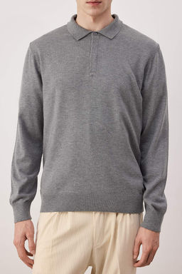 Lacivert Regular Polo Yaka Duz Kazak TMNAW26KZ00009 - Trendyolmilla фото 7