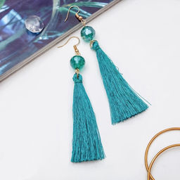 Серьги ассорти Кисти диско, цвет лазурный в золоте, L кисти 7 см