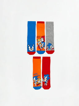 Sonic Bask?l? Erkek ?ocuk Soket ?orap 5li
