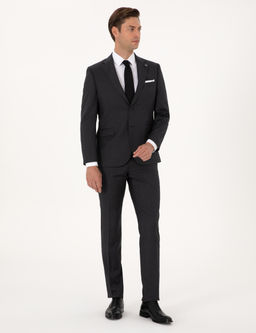 Antrasit Slim Fit %100 Y_n _izgili Tak_m Elbise