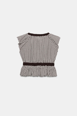 TOP GLOBO CUADRO VICHY LAZO / Marr?n / Crudo - Zara фото 8