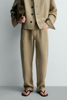 PANTAL?N BALLON FIT 100% LINO LIMITED EDITION / Tostado - Zara фото 2