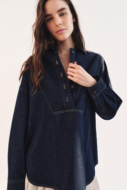 CAMISA DENIM ZW COLLECTION / Azul - Zara фото 2