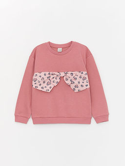 Bisiklet Yaka Desenli Uzun Kollu K?z ?ocuk Sweatshirt