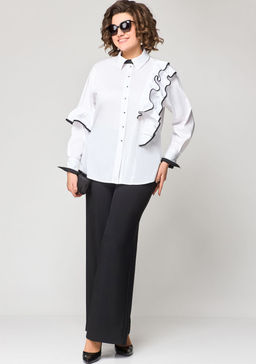 Блуза EVA GRANT 7136-1 белый с черным