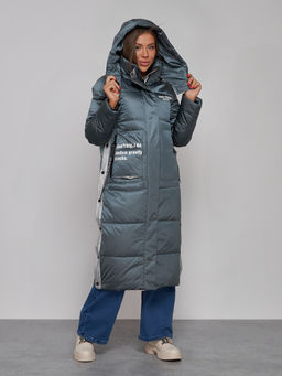 Пальто утепленное молодежное зимнее женское темно-зеленого цвета 5873TZ - Mtforce фото 5