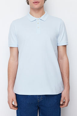 Beyaz Slim/Dar Kesim Yakas? Cizgili Basic %100 Pamuk Polo Yaka T-shirt TMNSS20PO0009