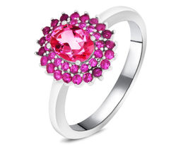 Кольцо, топаз розовый , нанорубин, NKD-2205