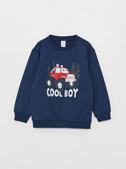 Bisiklet Yaka Uzun Kollu Bask?l? Erkek Bebek Sweatshirt ve E?ofman Alt 2li Tak?m - Waikiki фото 2