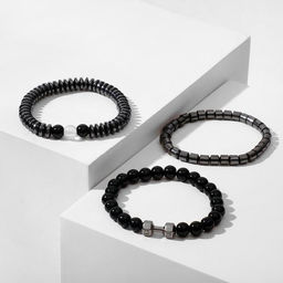 Браслеты «Гематит», набор 3 шт. d=7 см, чёрные