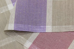 Холст полотенечный Крупная клетка цв.бежевый/розовый/сиреневый, ш.0.5м, лен-30%, хл-70%,140гр/м.кв - Купава фото 4