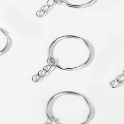 Цена за 100 шт. Основа для брелока, с цепочкой, d = 25 мм, цвет серебряный