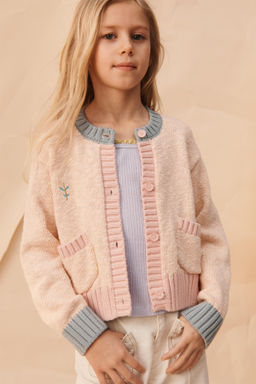 CHAQUETA PUNTO COLOR BLOCK FLOR BORDADA LIMITED EDITION / mandarina.oscuro - Zara фото 2