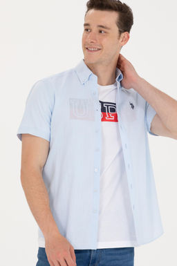 U. S. Polo Assn Мужская голубая рубашка с коротким рукавом
