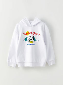 Kap??onlu Mickey Mouse Bask?l? Uzun Kollu K?z ?ocuk Sweatshirt