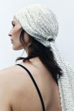 SEQUINNED BEADED CAP HEADBAND - Zara фото 2