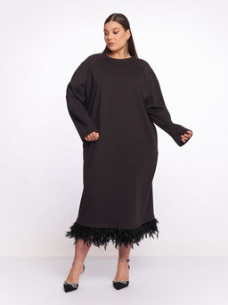 Черное платье с перьями PP57406BLK01 - Артесса фото 10