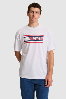 Erkek Beyaz Comfort Fit Bisiklet Yaka TiЕГrt - U.s. polo assn фото 3