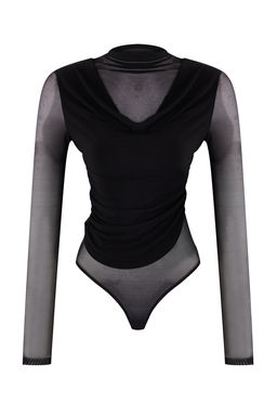 Siyah Tul Degaje Yaka Alttan C?tc?tl? Party Body TPRSS26BD00002 - Trendyolmilla фото 7