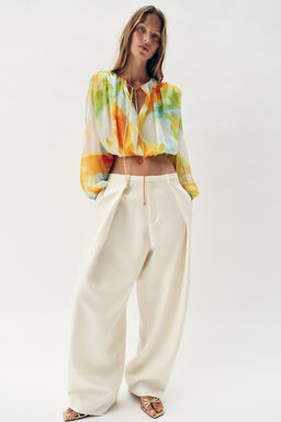 BLUSA CORTA ESTAMPADA / TYEAMARILLO